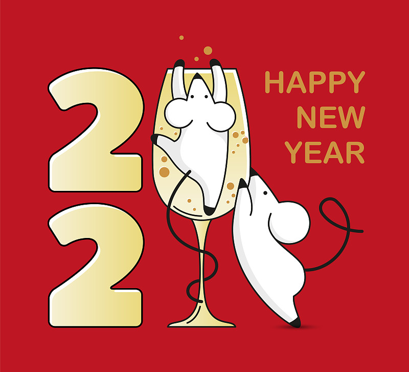 横幅上是2020年快乐新年的象征老鼠图片下载