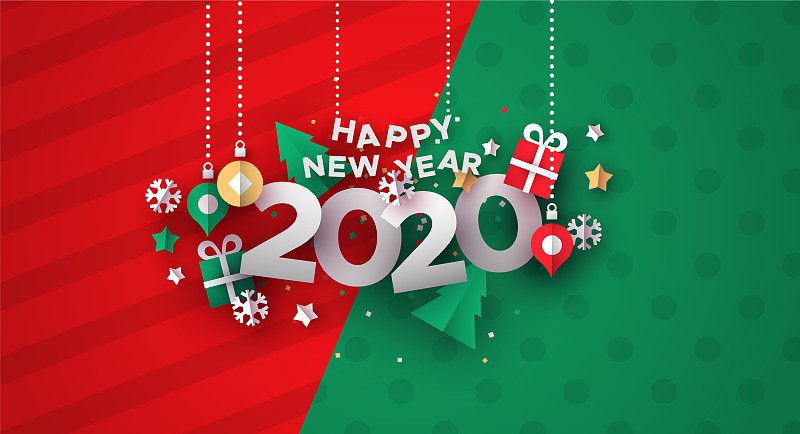 2020年新年卡片3d假日纸图标图片下载
