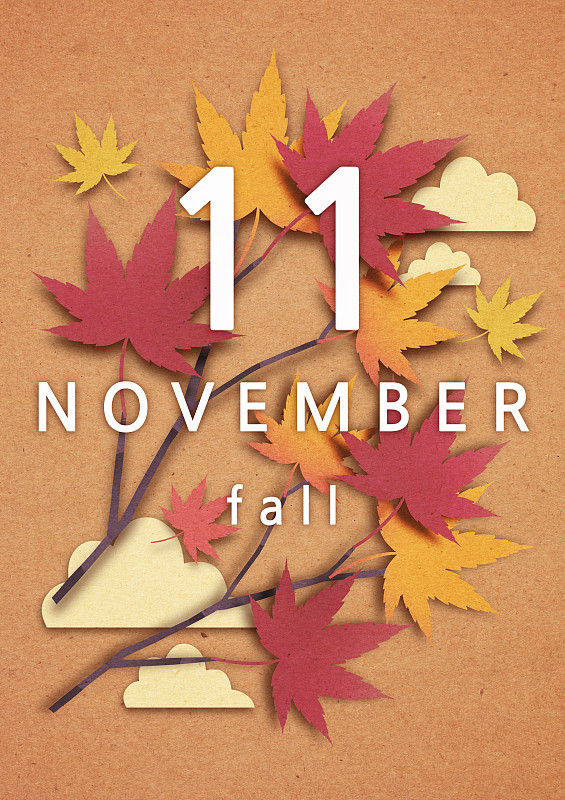 纸，纸艺术，日历，月，十一月，枫叶图片下载
