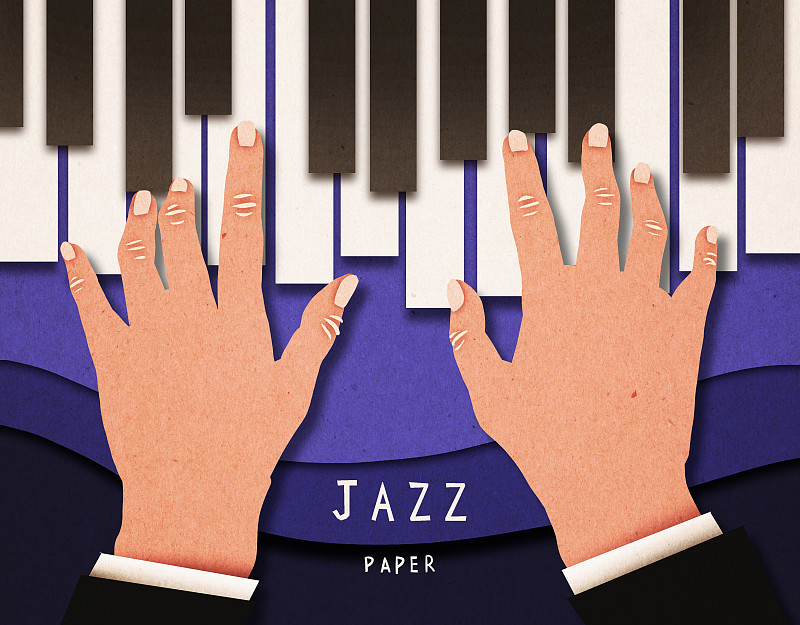 纸，纸艺术，音乐，爵士乐，音乐，乐器，人手，钢琴，键盘图片下载