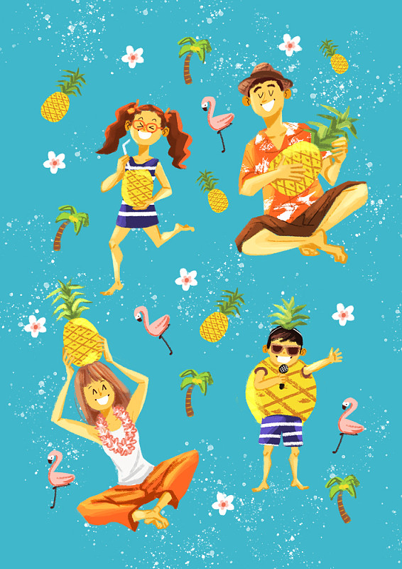 家庭在暑假的插图图片下载