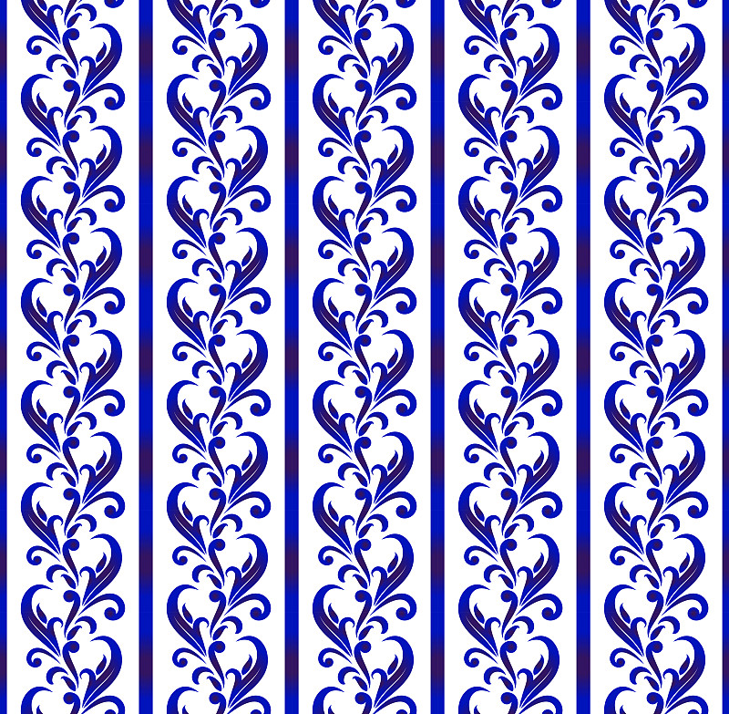 蓝白相间的花卉图案图片下载