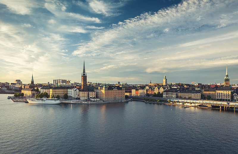 斯德哥尔摩老城全景，瑞典。图片素材