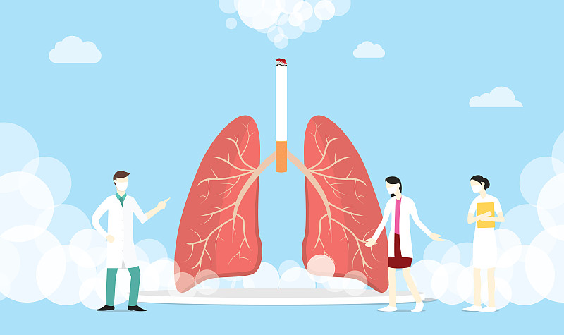 肺吸烟概念与队医烟病媒图片素材