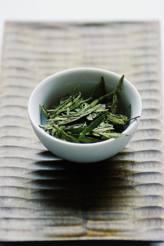 中国绿茶的干叶图片素材