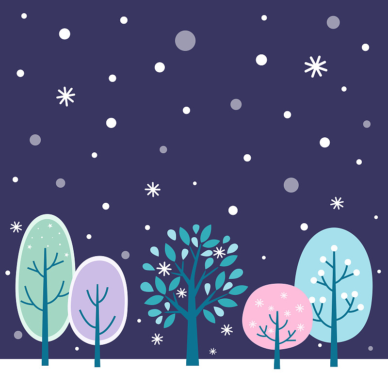 冬天的树木和雪景。图片下载