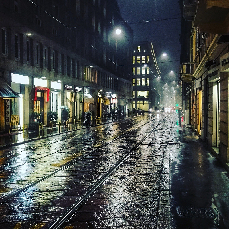 夜晚的湿街图片素材