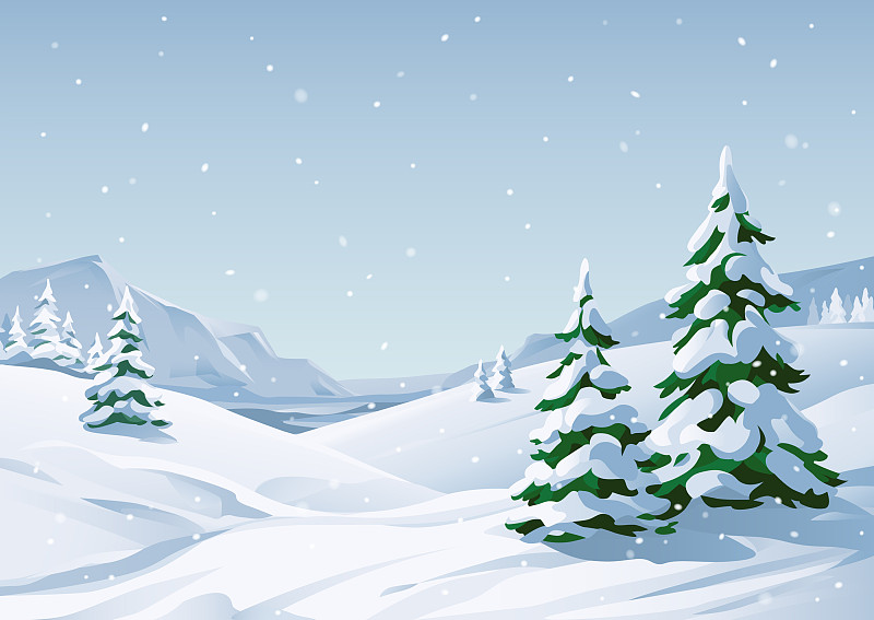 下雪的冬天的风景图片素材