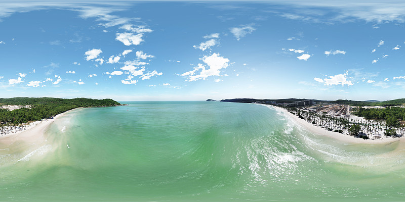 富国岛白坎海滩壮观的360°空中全景图片下载