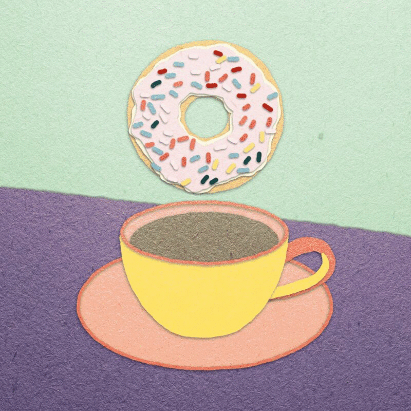 咖啡和甜甜圈动画图片下载