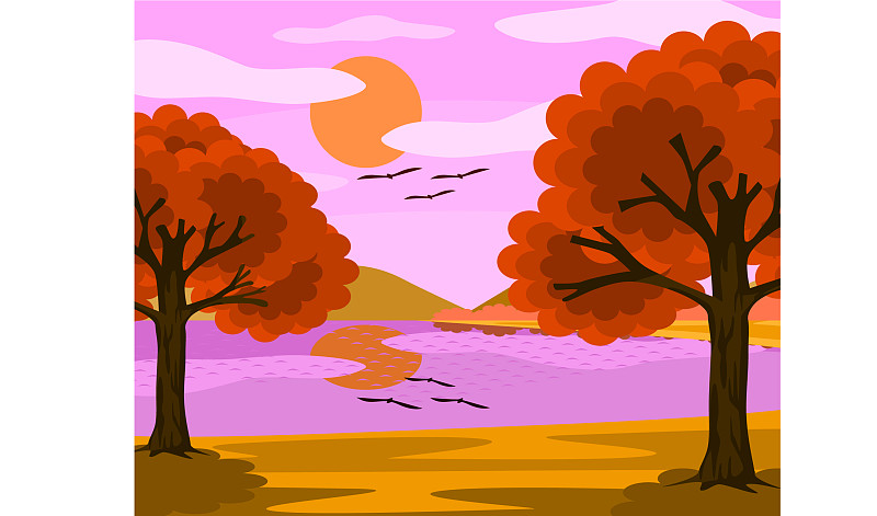 秋天的风景 漫画图片
