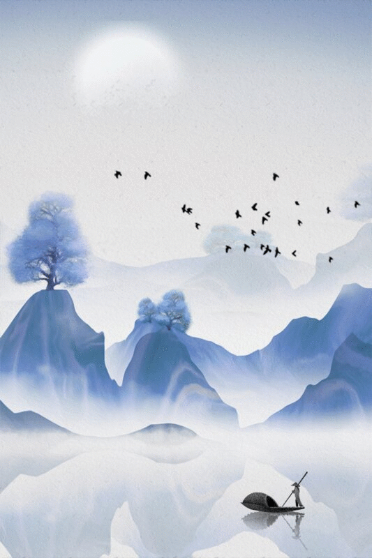 手绘中国风意境风景画GIF山水动图图片下载