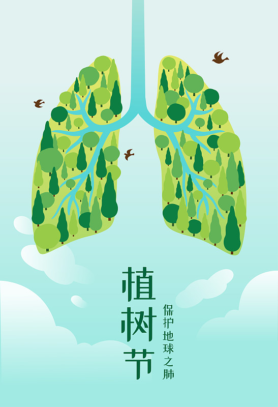 森林组成的肺在蓝天背景下图片下载
