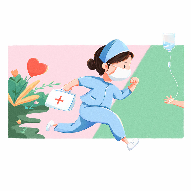 奔跑护士医疗插画下载