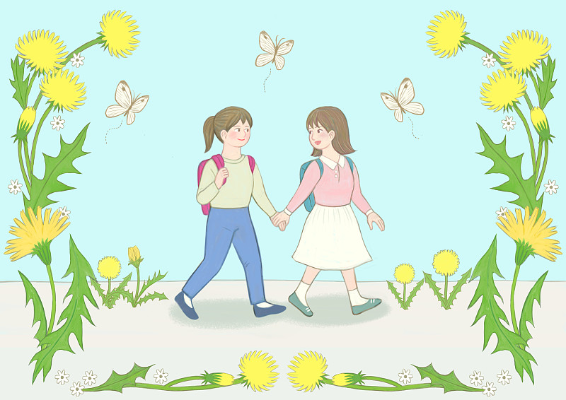 春天花框与快乐的人插图002图片下载