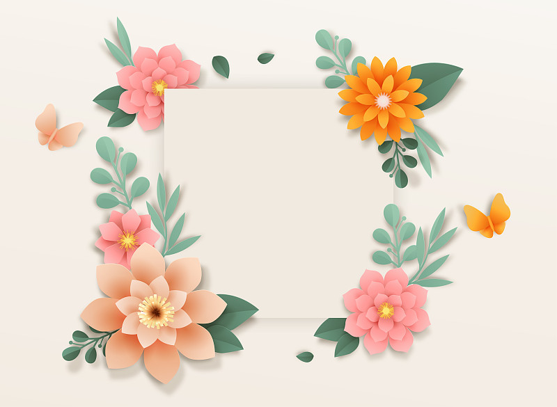 纸花，孤立的花卉设计元素插图003图片素材