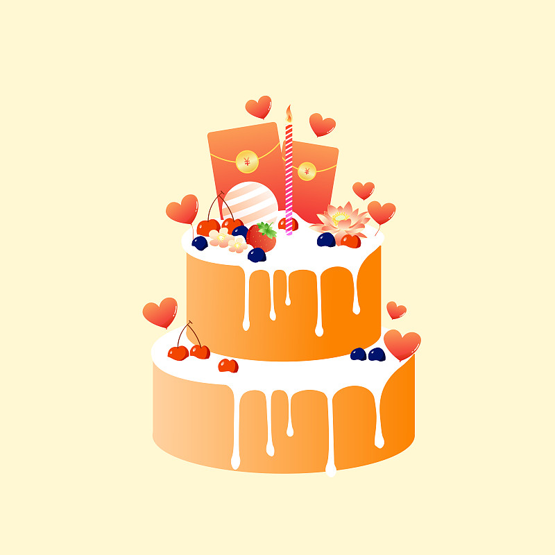 活动纪念日甜品蛋糕矢量插画下载