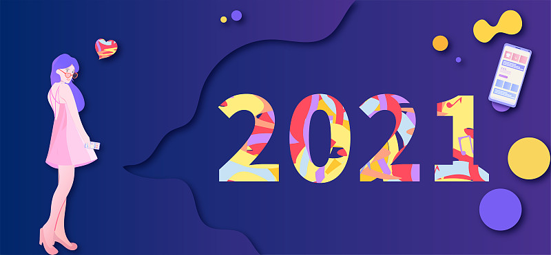 2021新年数字艺术字的插画图片