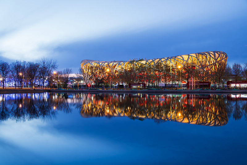 奥林匹克公园国家体育场（鸟巢）夜景图片下载