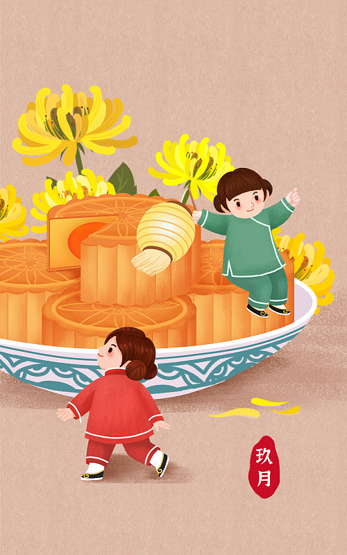 九月应季美食之中秋咸蛋黄月饼图片素材