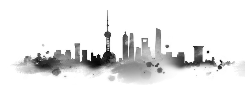 上海东方明珠水墨都市设计插画下载