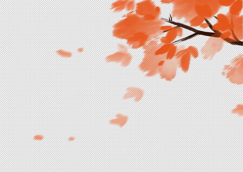 中国风水墨中国画元素秋季枫树叶子图片素材