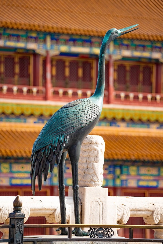 北京故宫太和殿铜仙鹤图片素材