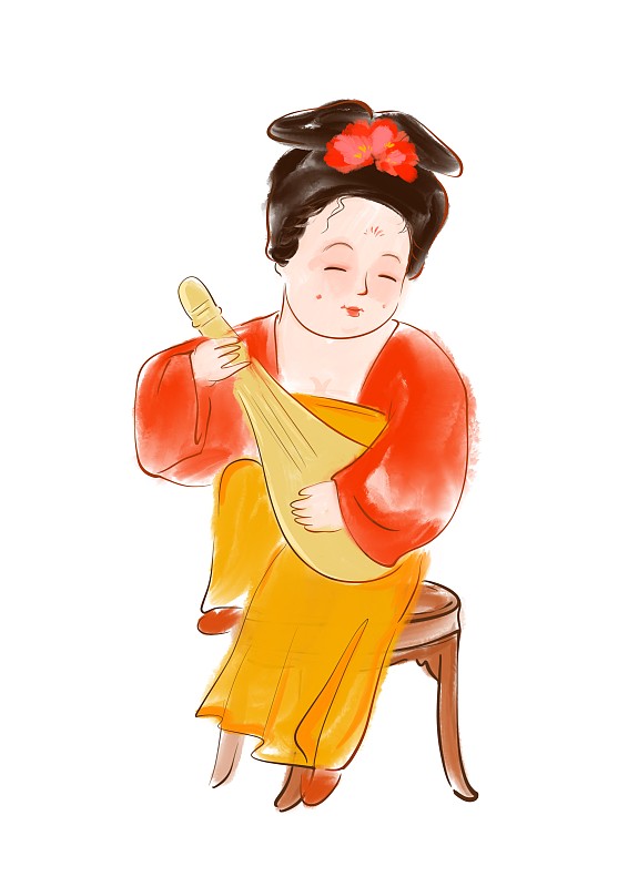 唐宫夜宴古代可爱汉服仕女人物画图片素材