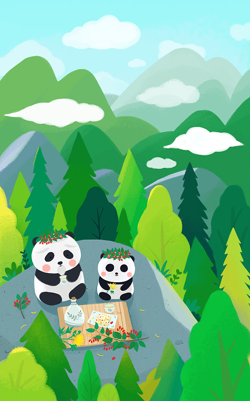熊猫主题 重阳节图片下载