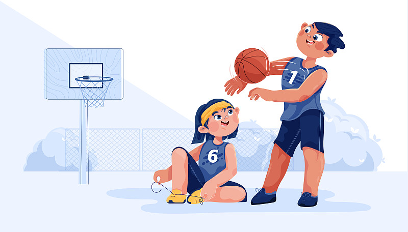 儿童 篮球主题人物插图图片下载
