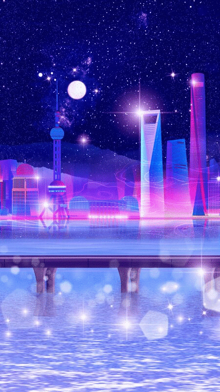 高铁列车行驶到了夜晚的上海站插画图片下载
