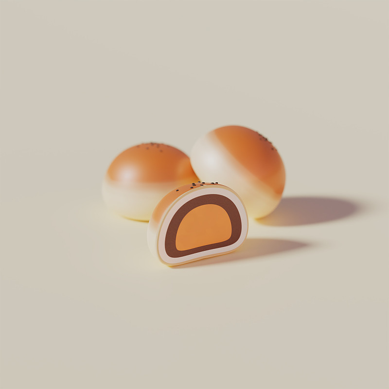 3D渲染蛋黄酥中式美食糕点插图图片下载