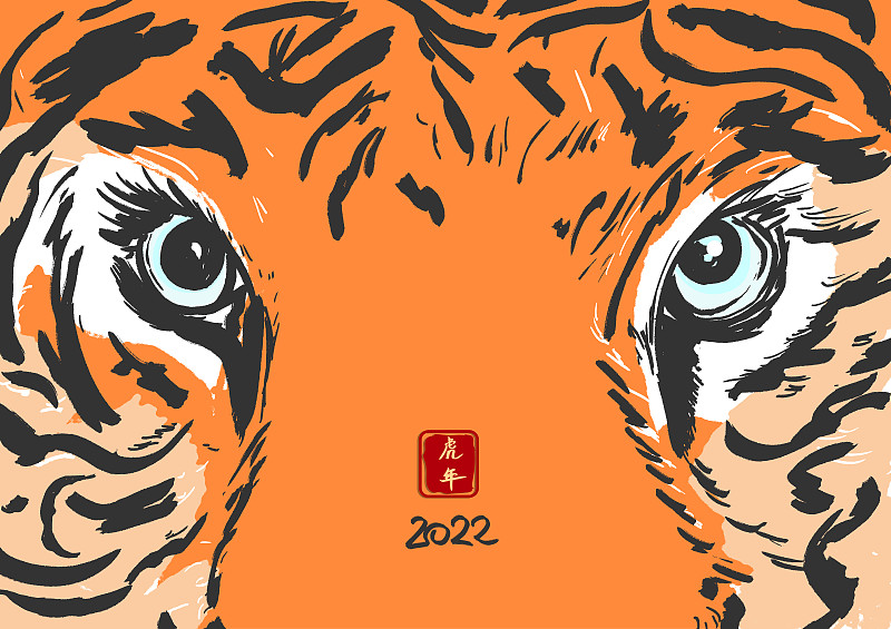 2022虎年老虎的眼睛很美插画图片