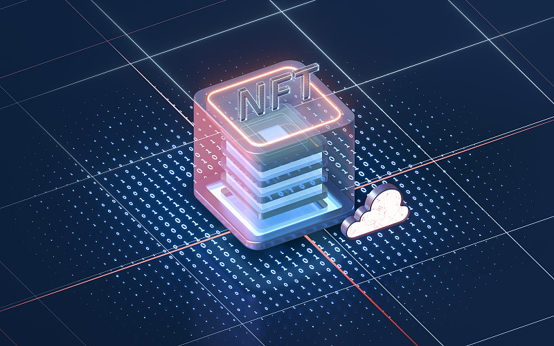 NFT数字版权加密技术概念图 3D渲染图片素材