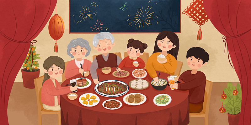 一家人团聚吃年夜饭图片下载