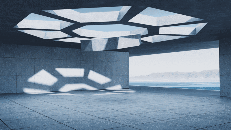 灰色混凝土建筑背景3D渲染插画下载