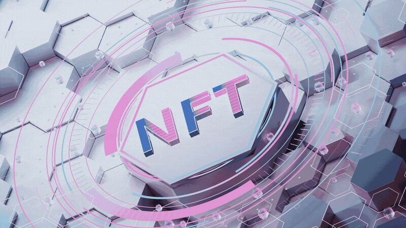 NFT概念与六边形背景3D渲染图片下载