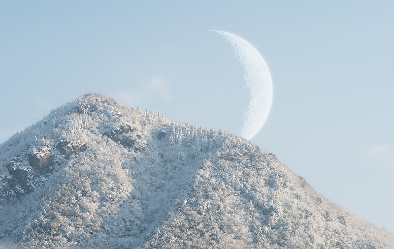 雪山与月图片下载