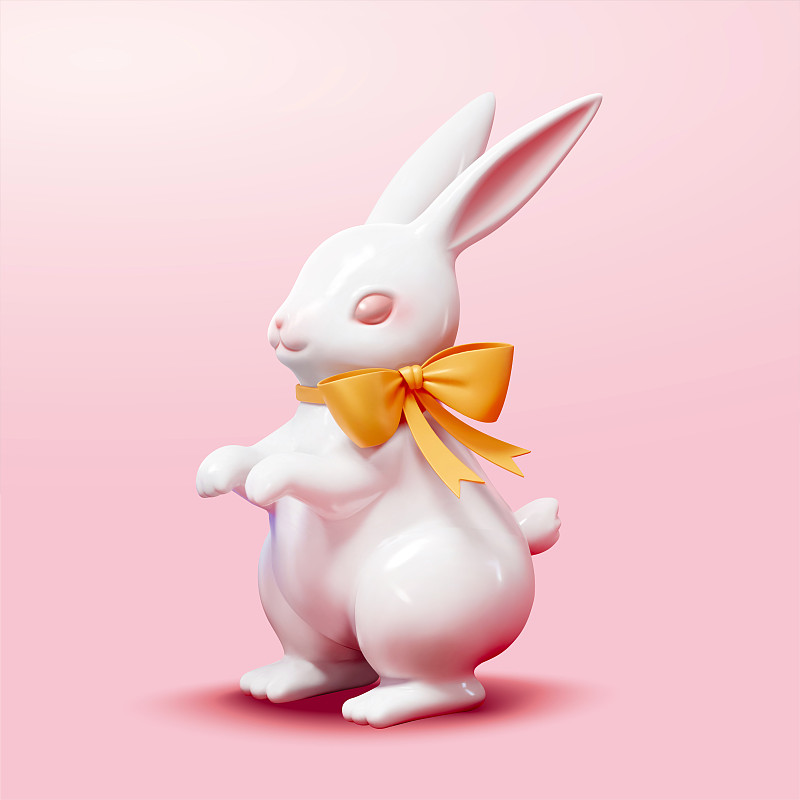 三维复活节白巧克力光滑兔子元素图片下载