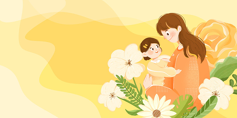 母亲节花朵装饰插画下载