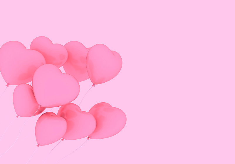 粉色爱心气球立体模型图片下载