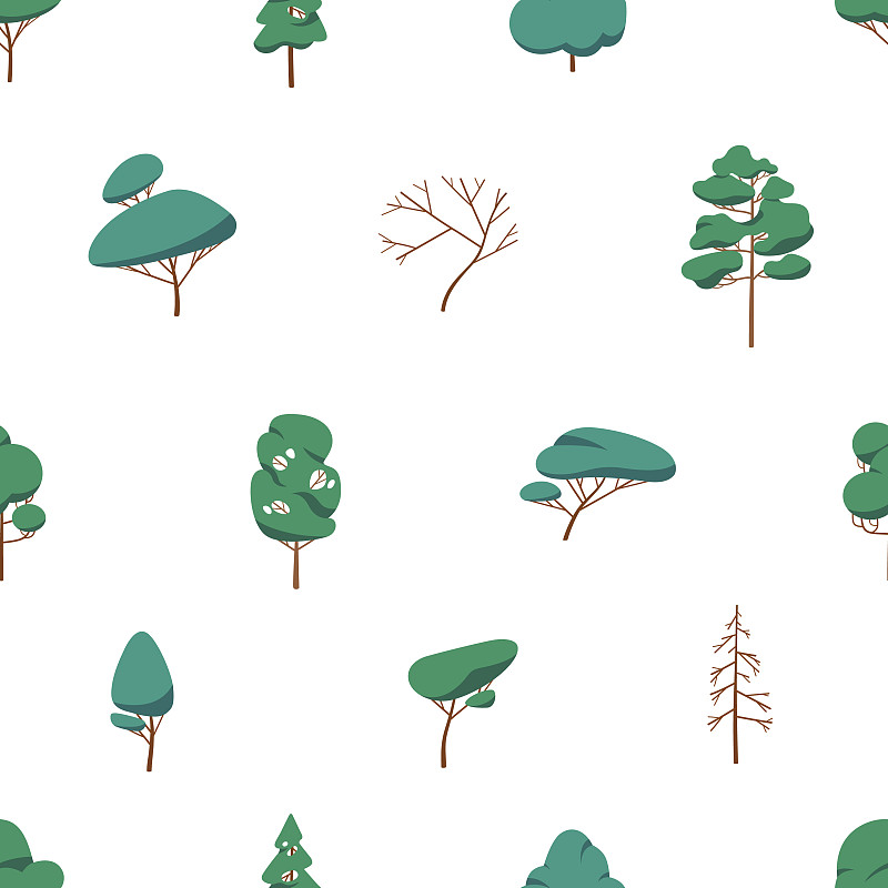 森林树木图案无缝背景与插画图片