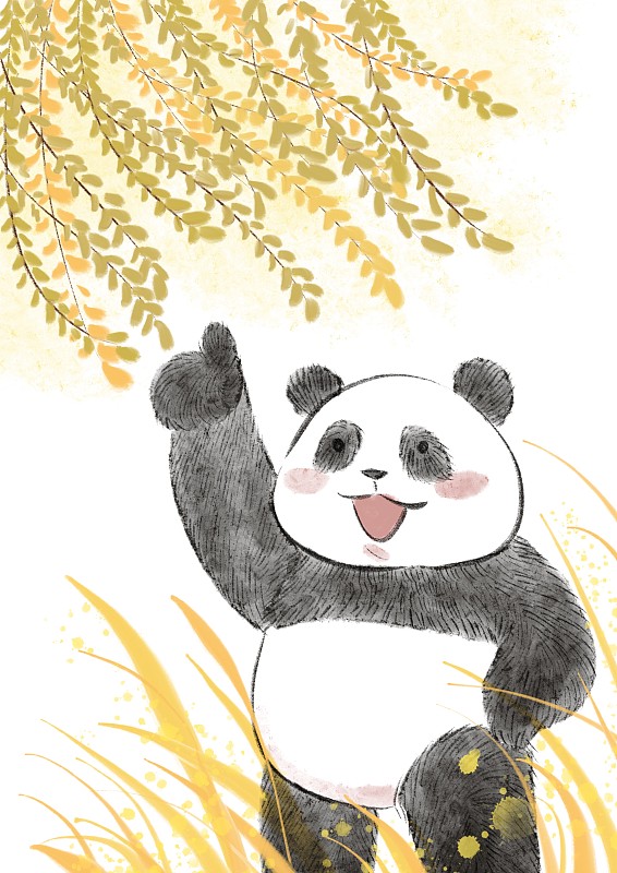 快乐熊猫插画图片