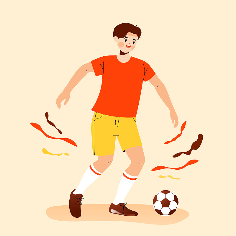在踢足球的运动员插画下载