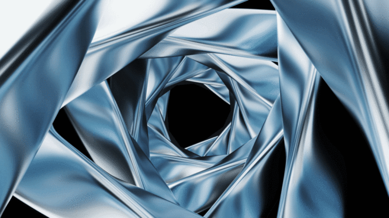 蓝色流动的金属曲面3D渲染图片下载