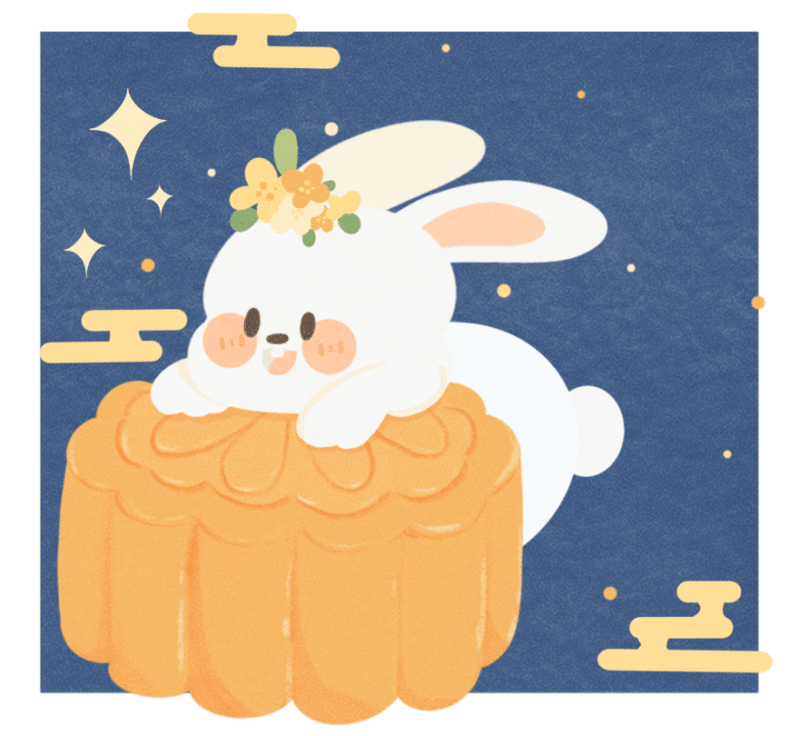 中秋节可爱的兔子趴在月饼上图片下载