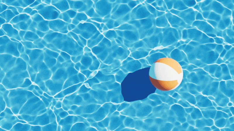 沙滩球与蓝色水波背景循环动画3D渲染图片下载