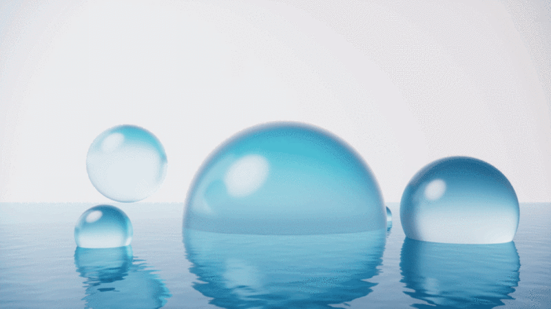 透明球体与水面3D渲染插画下载
