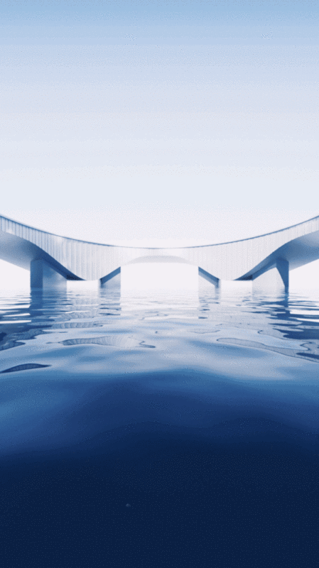 创意简约建筑与水面3D渲染图片下载