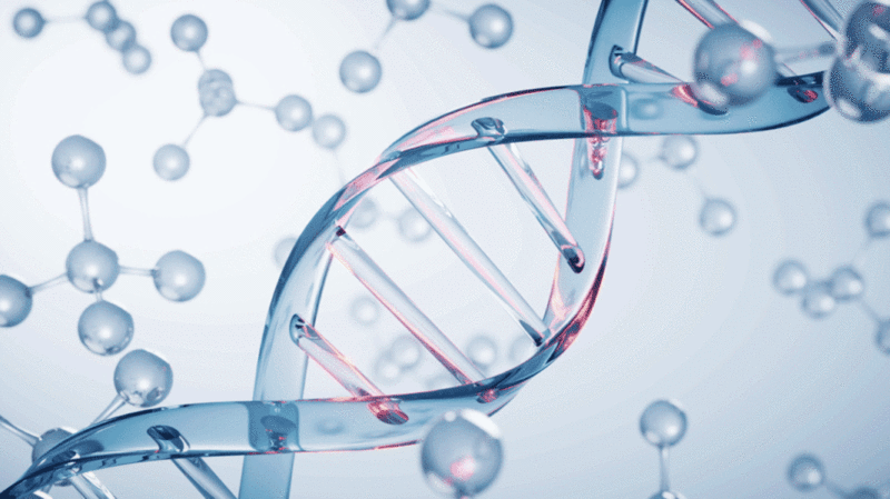 旋转的DNA与生物科技概念3D渲染图片下载